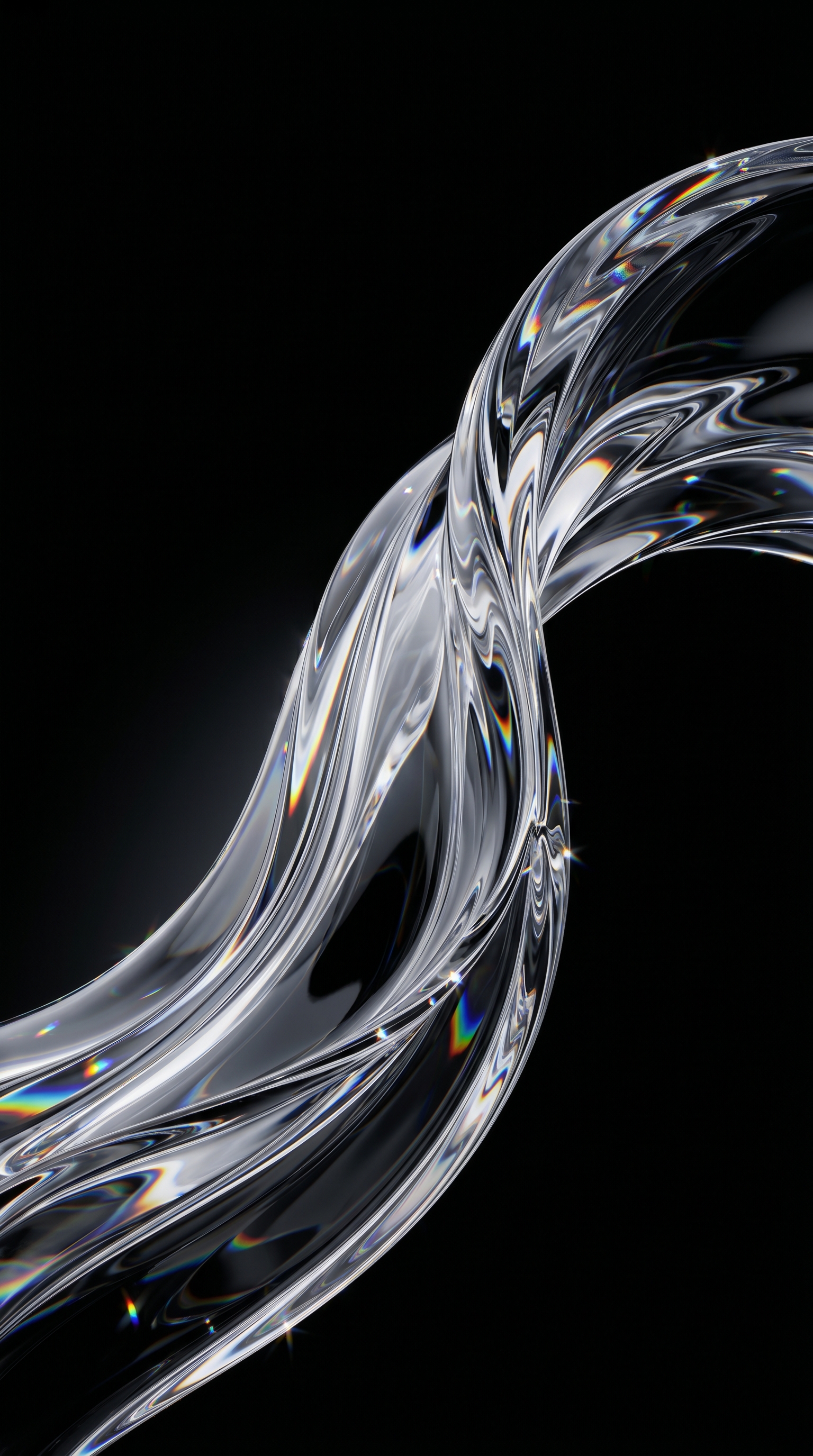 Glass Wave With Rainbow Reflections